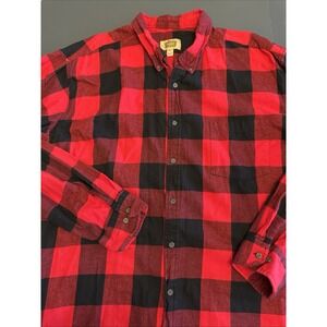 Foundry Shirt Mens 3XLT Red Plaid Button Down Long Sleeve Flannel Cotton Casual